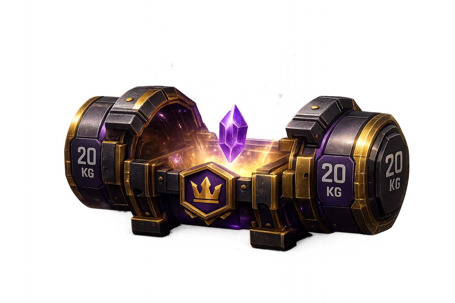 An open champion chest with a glowing crystal