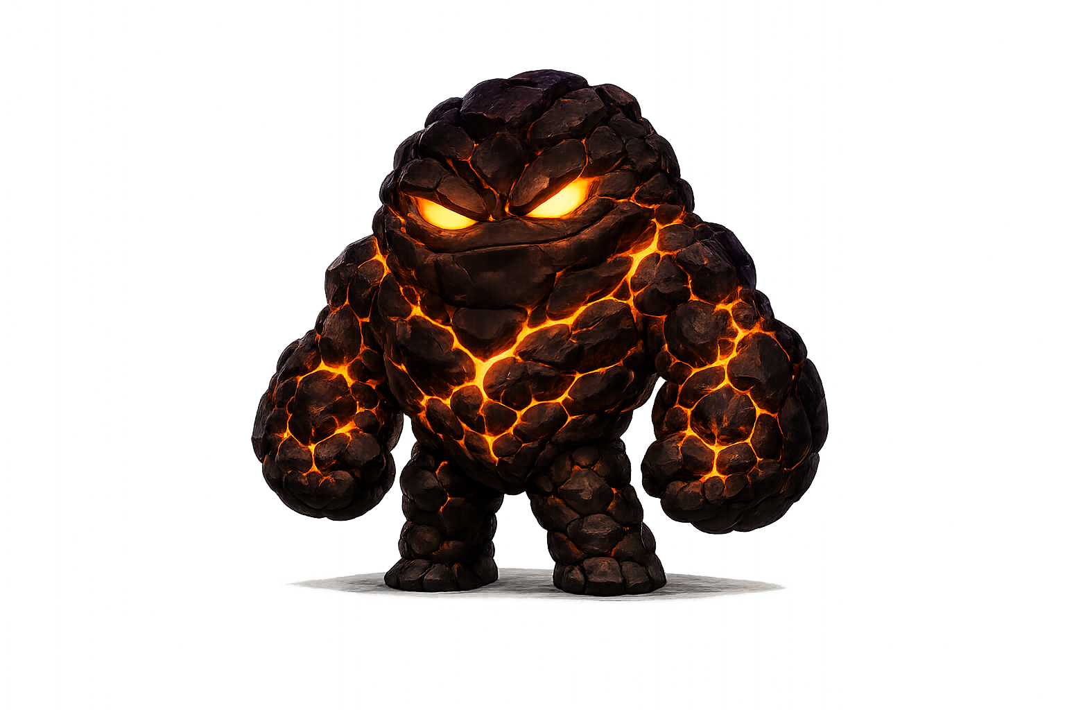 Brikk, a smiling lava-rock golem Lyftling